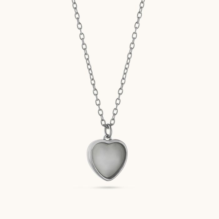 Sterling Silver Cats Eye Heart Necklace