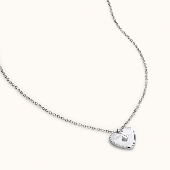 Sterling Silver Mother of Pearl Heart Necklace