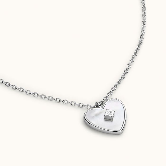 Sterling Silver Mother of Pearl Heart Necklace