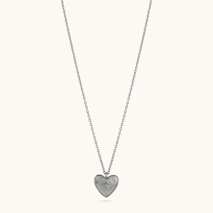 Sterling Silver Mother of Pearl Heart Necklace