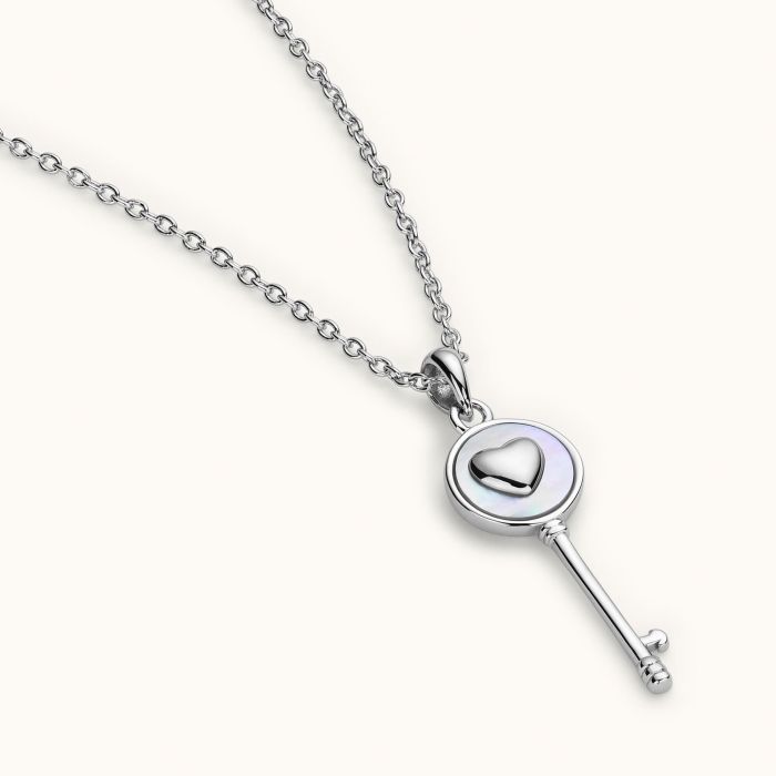 Sterling Silver Love Heart Key Necklace