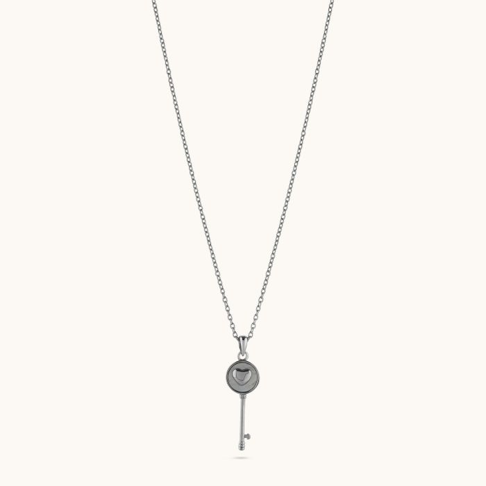 Sterling Silver Love Heart Key Necklace