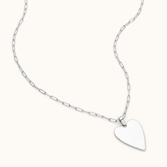 Sterling Silver Heart Disc Necklace