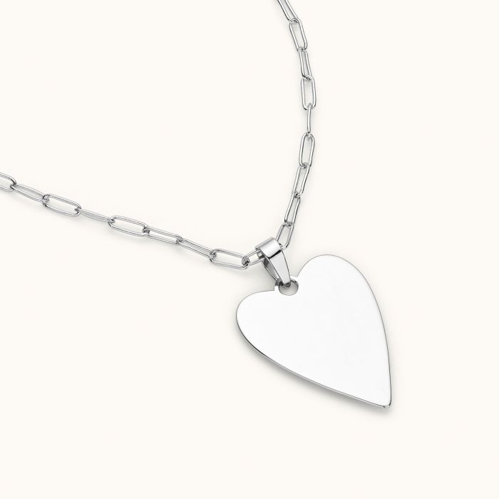 Sterling Silver Heart Disc Necklace