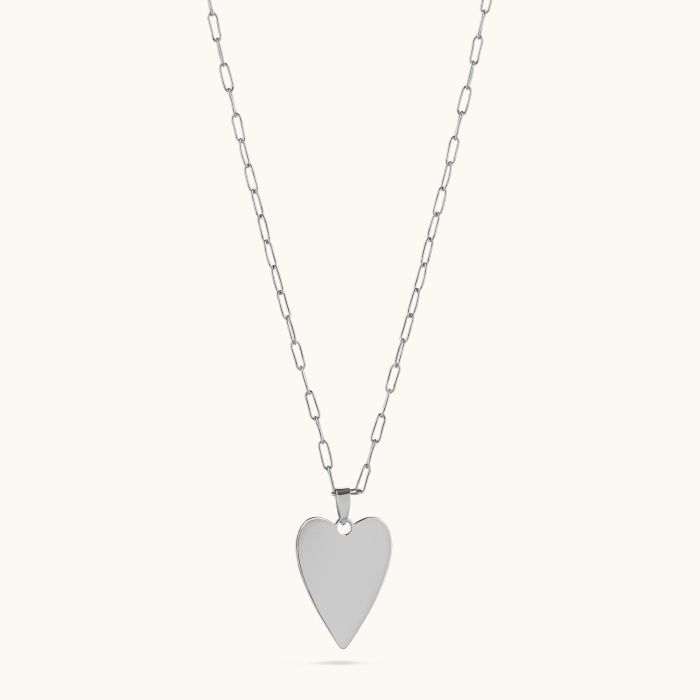 Sterling Silver Heart Disc Necklace