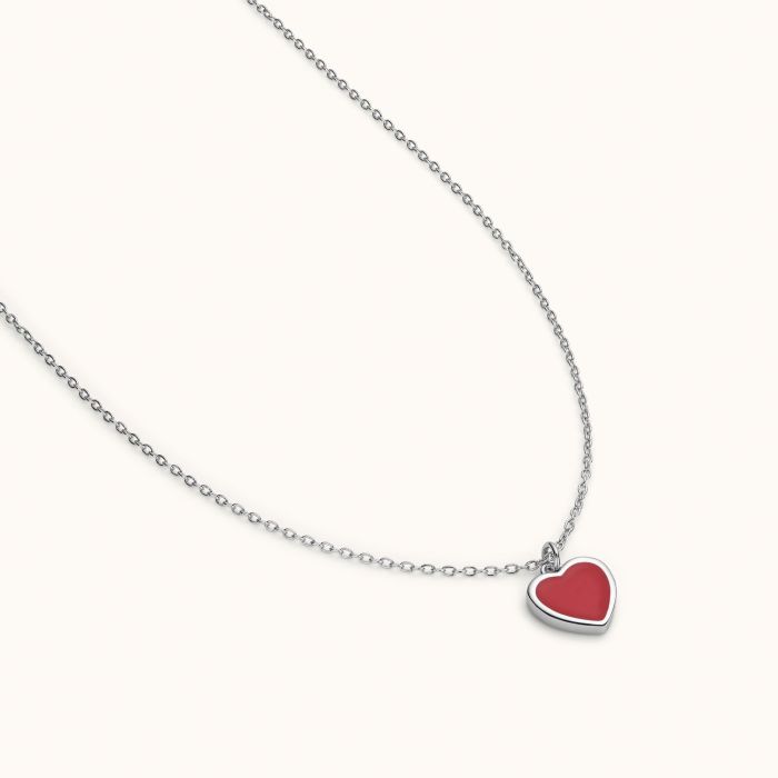 Sterling Silver Enamel Red Heart Necklace