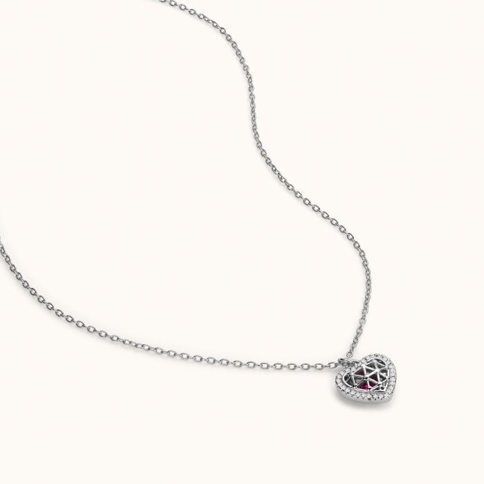 Sterling Silver Cubic Zirconia Heart Necklace