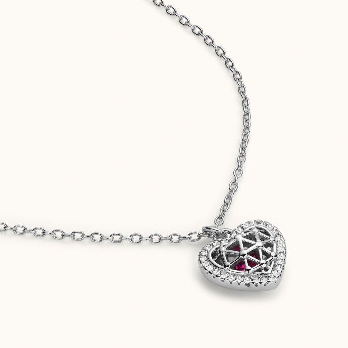 Sterling Silver Cubic Zirconia Heart Necklace