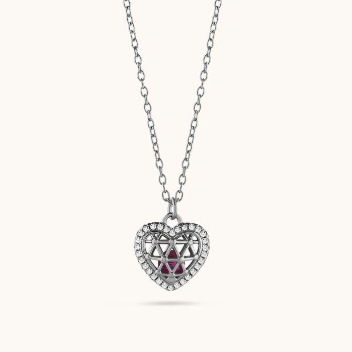 Sterling Silver Cubic Zirconia Heart Necklace