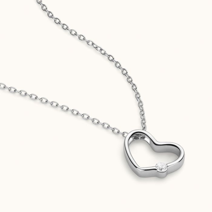 Sterling Silver Floating Heart Necklace