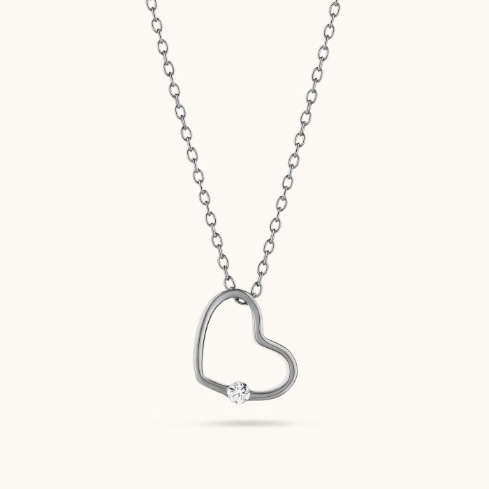 Sterling Silver Floating Heart Necklace