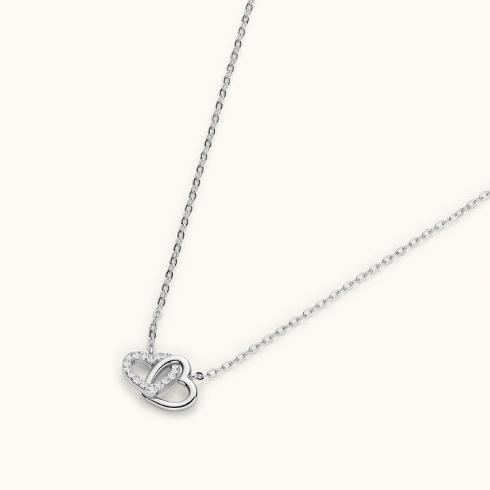 Sterling Silver Entwined Double Heart Necklace