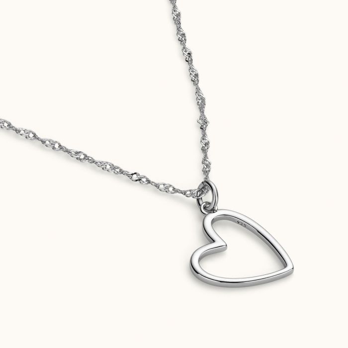 Sterling Silver Floating  Heart Necklace