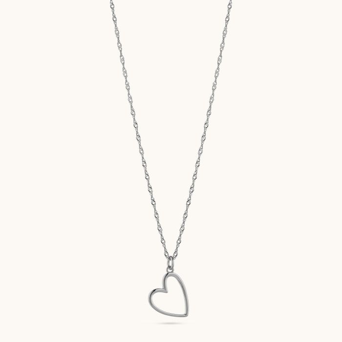 Sterling Silver Floating  Heart Necklace