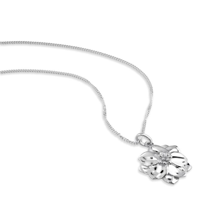 Sterling Silver JULY LARKSPUR Necklace with Curb chain