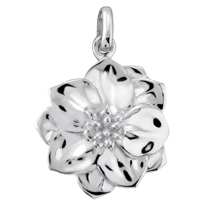 Sterling Silver Larkspur July Flower Pendant