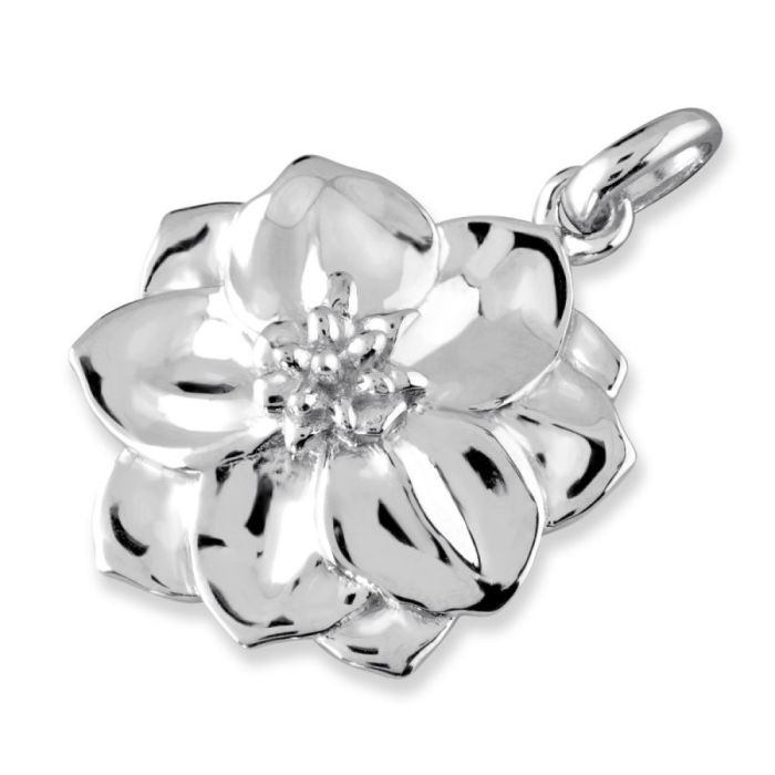 Sterling Silver Larkspur July Flower Pendant