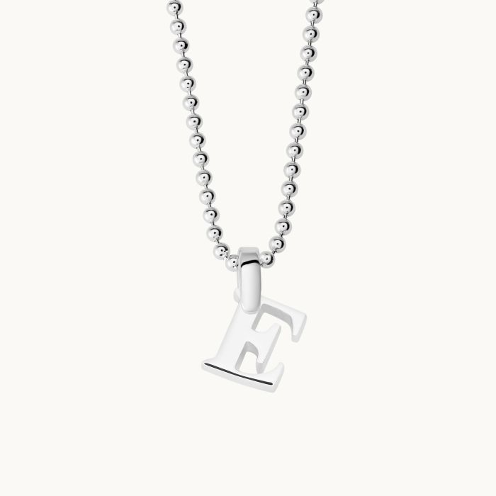 Sterling Silver 3D Alphabet Initial Letter Pendant - E