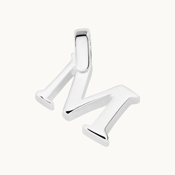 Sterling Silver 3D Alphabet Initial Letter Pendant - M