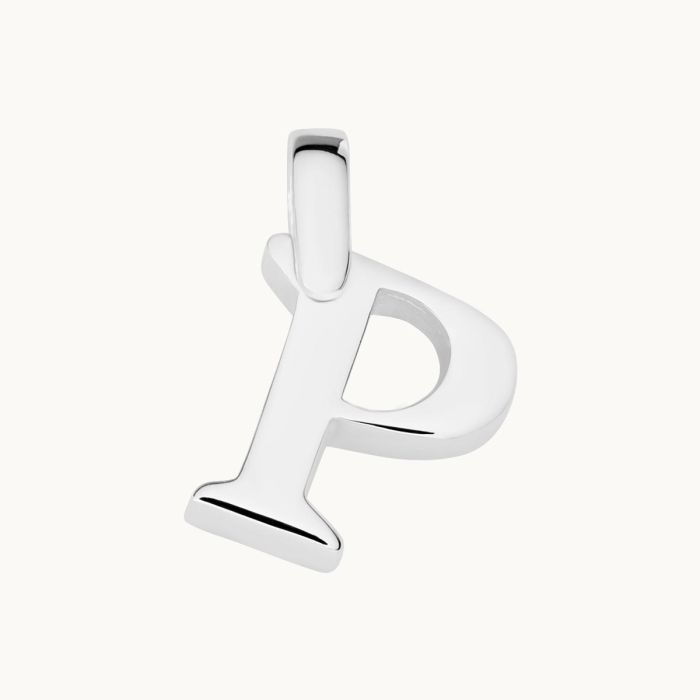 Sterling Silver 3D Alphabet Initial Letter Pendant - P