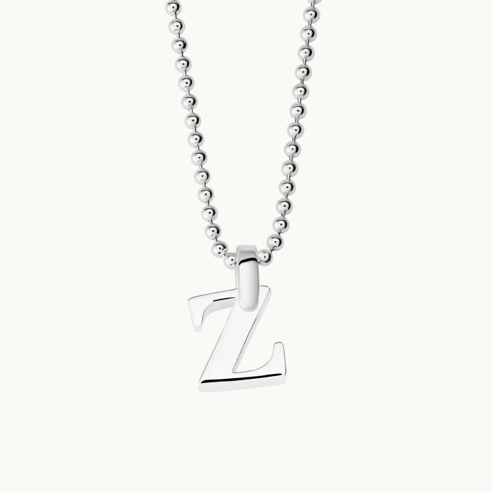 Sterling Silver 3D Alphabet Initial Letter Pendant - Z