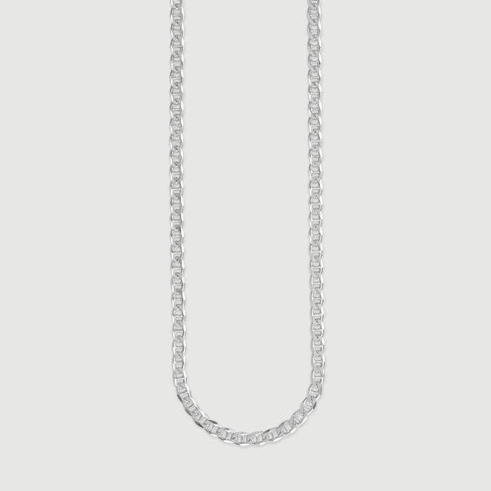 Sterling Silver 3.7mm Diamond Cut Marina Bracelet with Chain