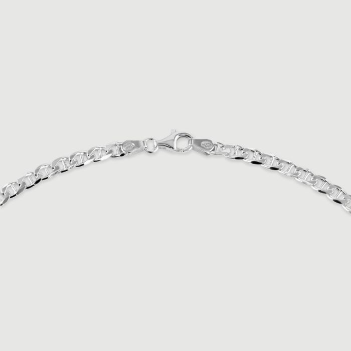 Sterling Silver 3.7mm Diamond Cut Marina Bracelet with Chain