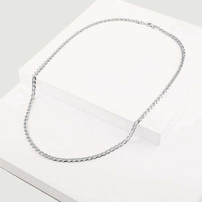 Sterling Silver 3.7mm Diamond Cut Marina Bracelet with Chain