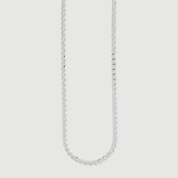 Sterling Silver 3.1mm Diamond Cut Marina Chain Necklace