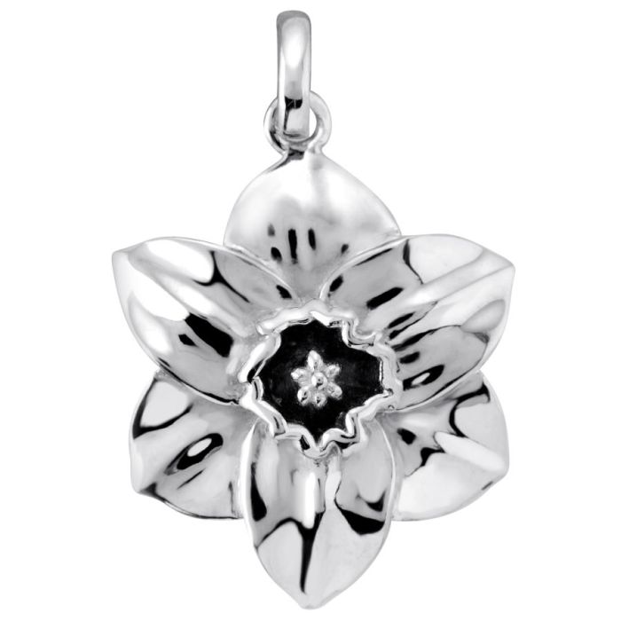 Sterling Silver Narcissus December Flower Pendant