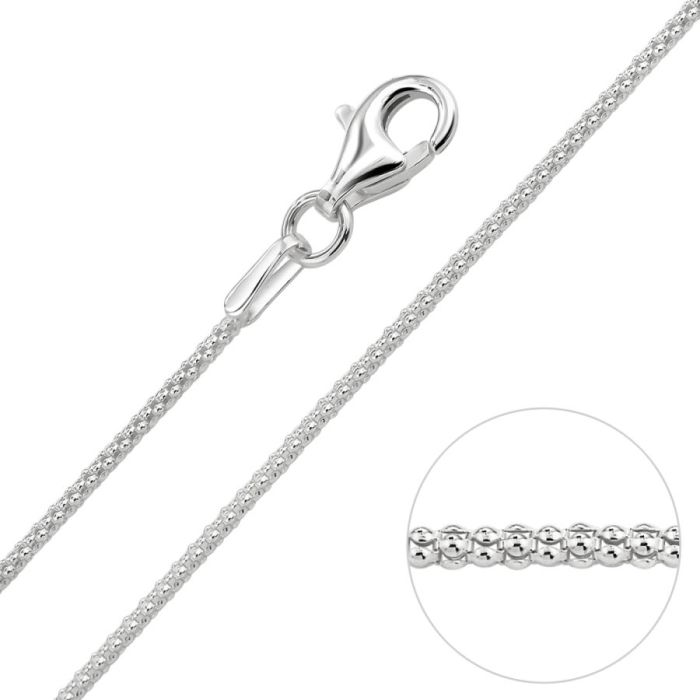 Sterling Silver 1.2mm Popcorn Link Bracelet with Chain