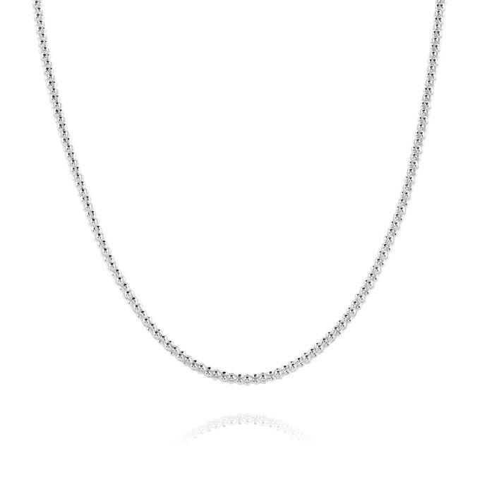 Sterling Silver 2mm Popcorn Link Bracelet with Chain