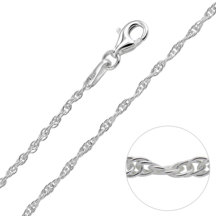 Sterling Silver 1.5mm Loose Rope Prince Of Wales Chain Necklace