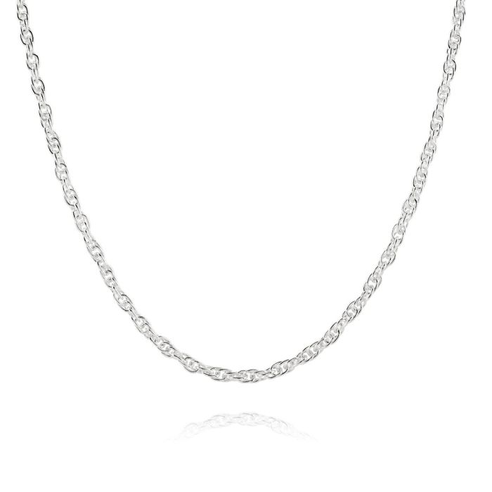 Sterling Silver 2mm Loose Rope / Prince of Wales Bracelet with Chain