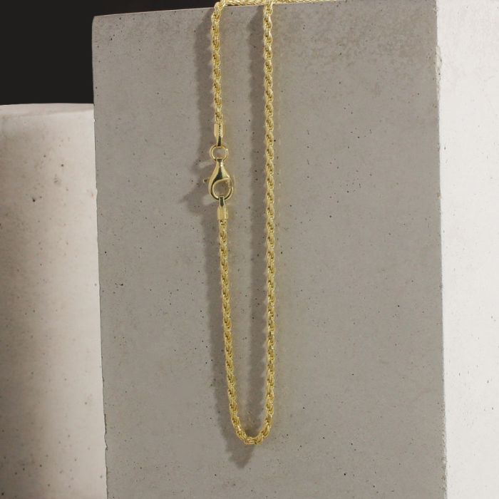  9ct Yellow Gold Plated 1.8mm Diamond Cut Rope Chain Necklace