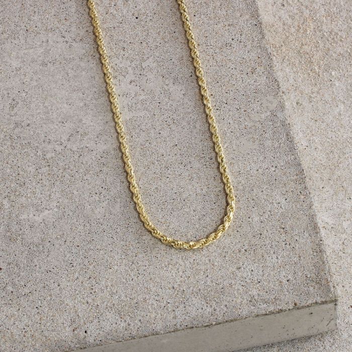  9ct Yellow Gold Plated 1.8mm Diamond Cut Rope Chain Necklace