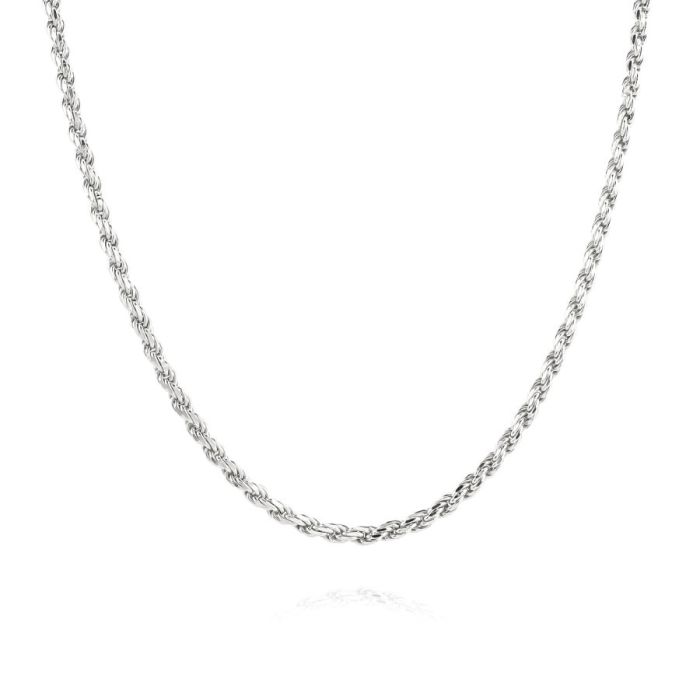 Sterling Silver 2.3mm Diamond Cut Rope Link Bracelet with Chain