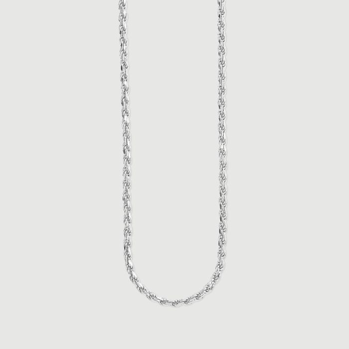 Sterling Silver 3.3mm Diamond Cut Rope Bracelet with Chain