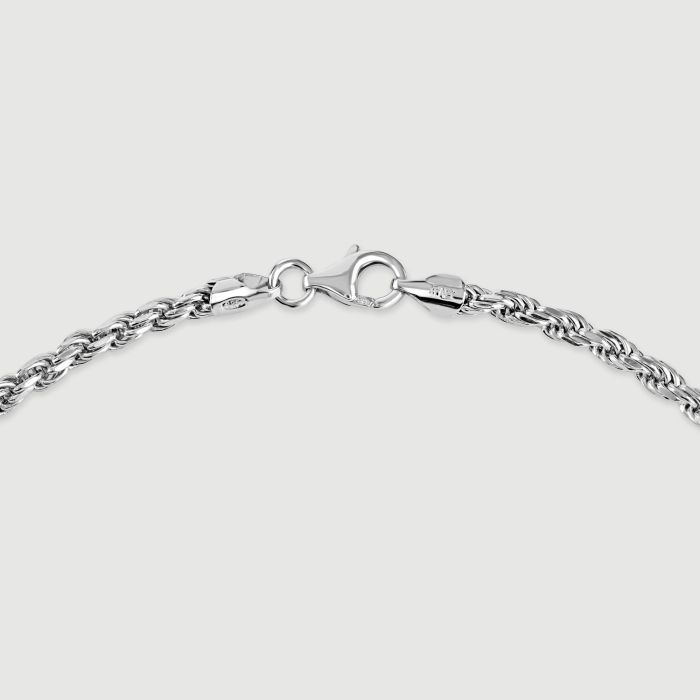 Sterling Silver 3.3mm Diamond Cut Rope Bracelet with Chain