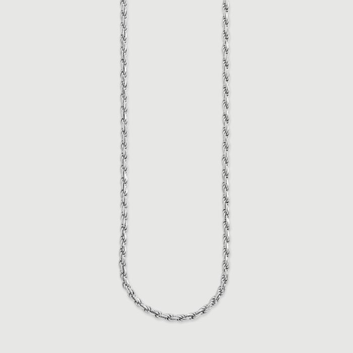 Sterling Silver 2.8mm Diamond Cut Rope Bracelet with Chain