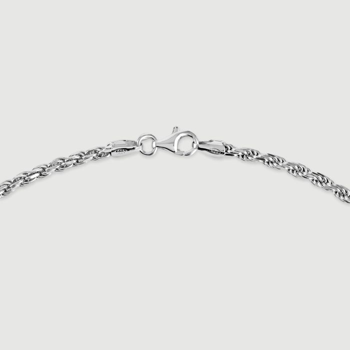 Sterling Silver 2.8mm Diamond Cut Rope Bracelet with Chain