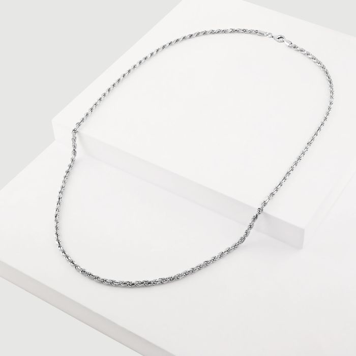 Sterling Silver 2.8mm Diamond Cut Rope Bracelet with Chain