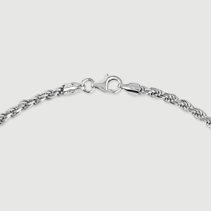 Sterling Silver 3.3mm Diamond Cut Rope Chain Necklace