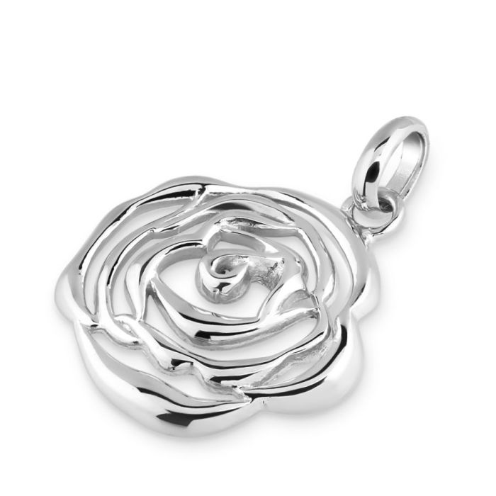 Sterling Silver Rose June Flower Pendant