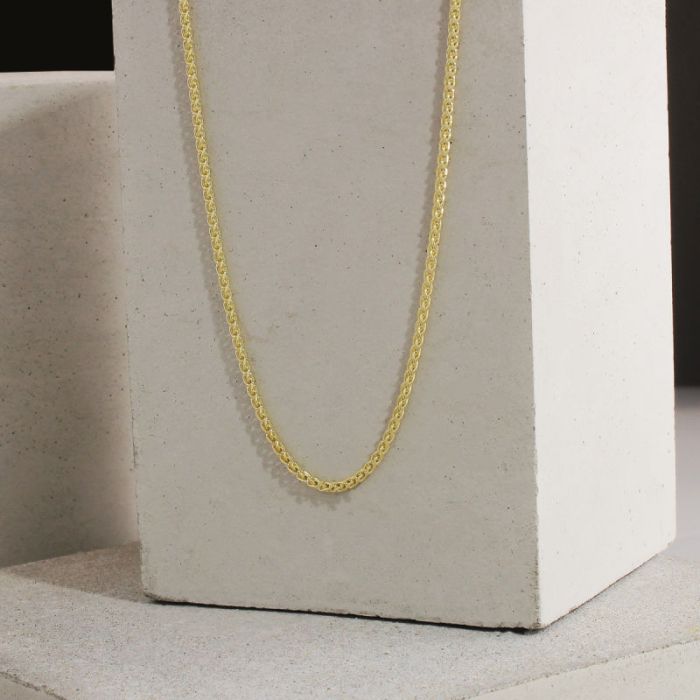  9ct Yellow Gold Plated 1.9mm Spiga Wheat Chain Necklace