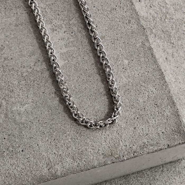 Sterling Silver 3.4mm Spiga Wheat Chain Necklace Heavy