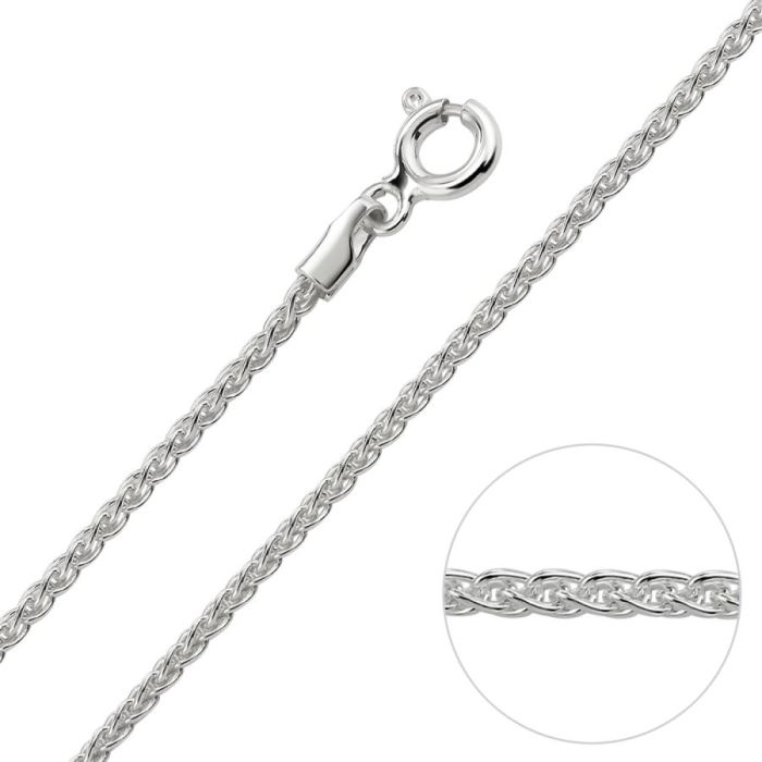Sterling Silver 1.3mm Spiga Wheat Link Bracelet with Chain