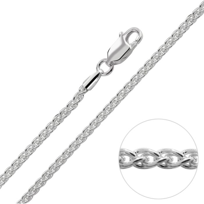 Sterling Silver 1.9mm Spiga Wheat Link Bracelet with Chain