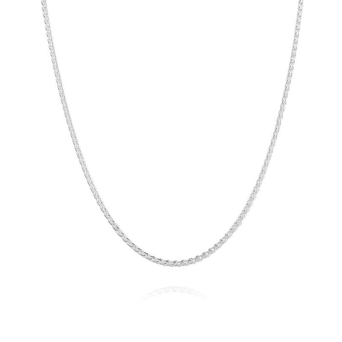 Sterling Silver 1.9mm Spiga Wheat Link Bracelet with Chain