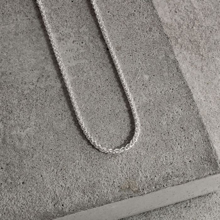 Sterling Silver 1.9mm Spiga Wheat Link Bracelet with Chain
